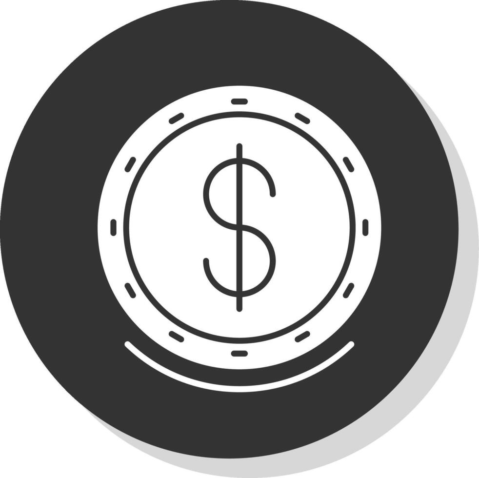 dollar symbole glyphe gris cercle icône vecteur