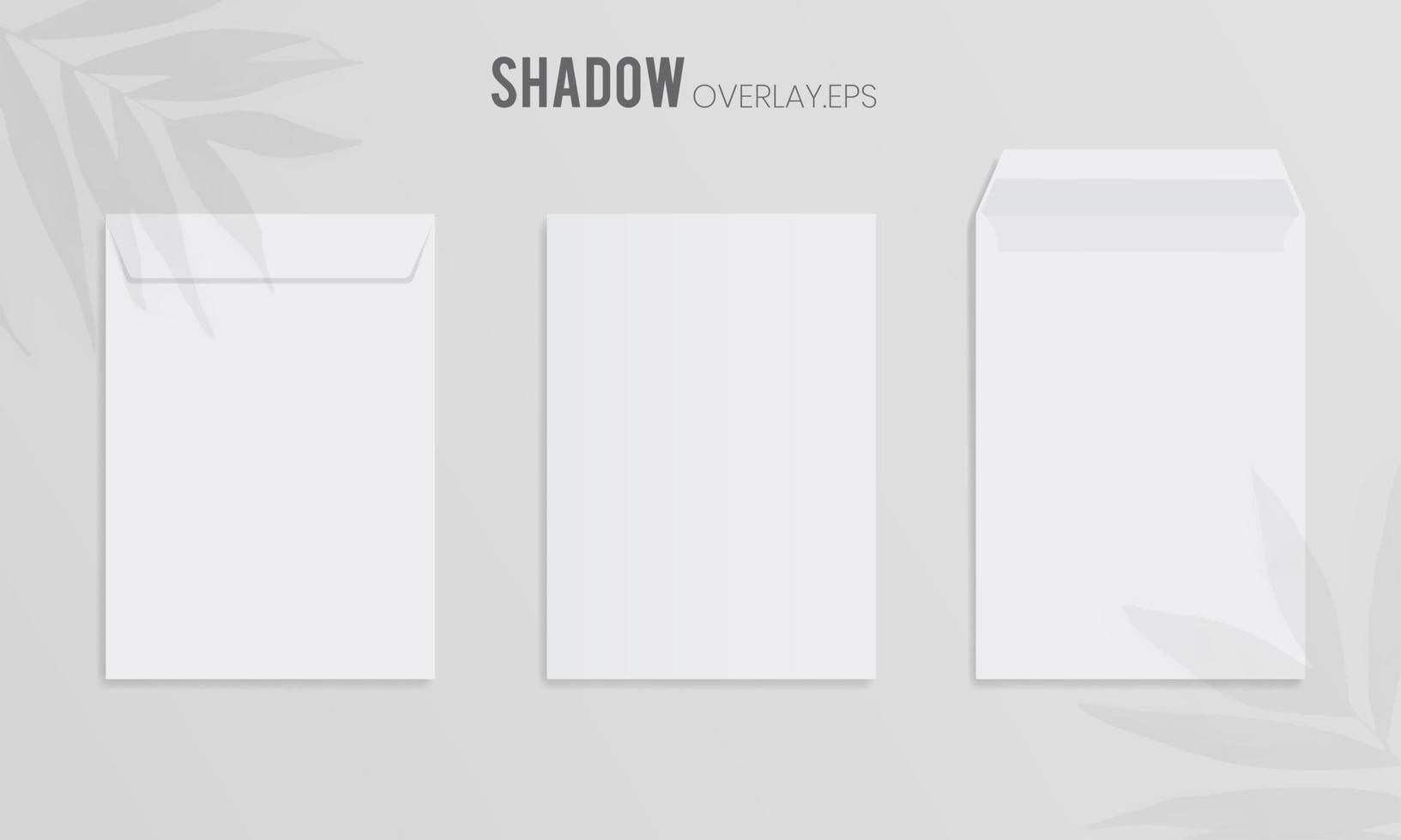Illustration de trois enveloppes de lettre en papier blanc avec  superposition d'ombre de feuilles sur fond isolé 4266299 Art vectoriel chez  Vecteezy
