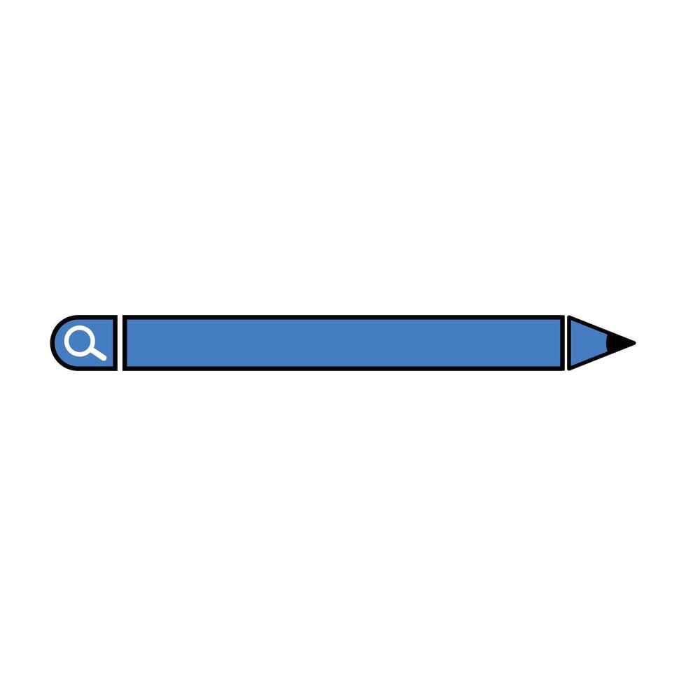 crayon avec chercher bar icône vecteur illustration conception bleu couleur. abstrait illustration de Facile icône dans plat style. élément conception graphique modèle avec Bureau papeterie thème
