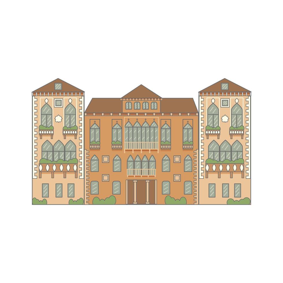 vénitien bâtiment façade détaillé illustration. magnifique Renaissance bâtiment avec de style vénitien les fenêtres. vecteur