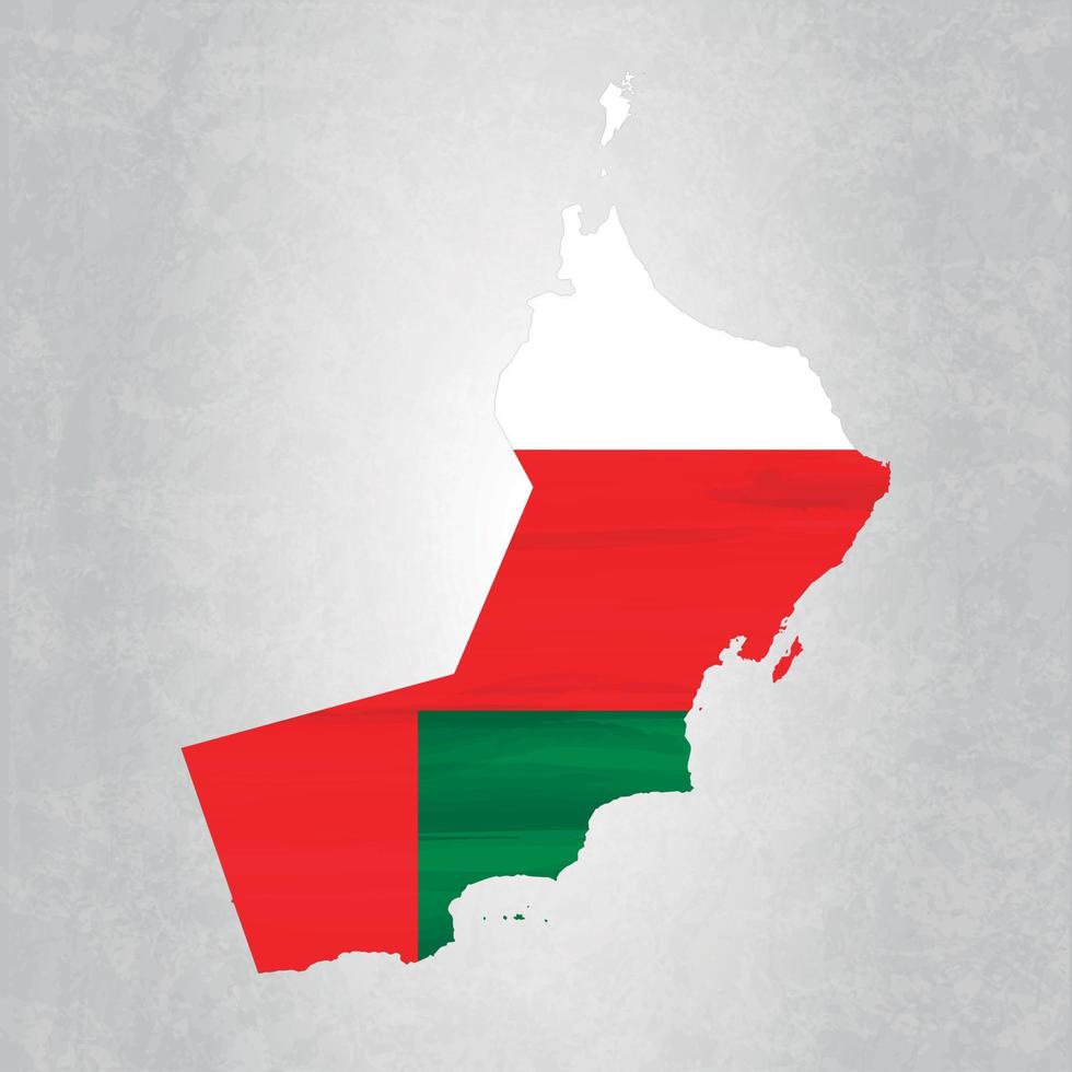 carte d'oman avec drapeau vecteur