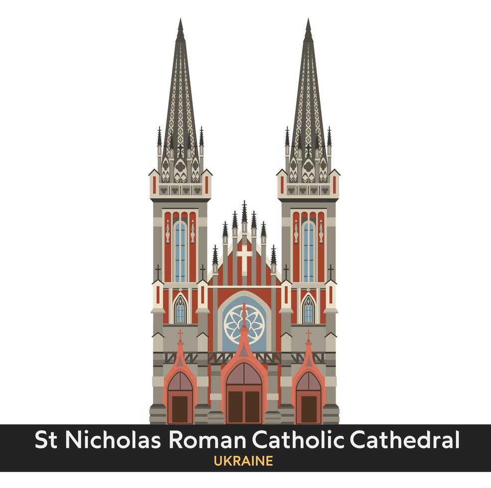 st. Nicolas romain catholique église, Kyiv, Ukraine. illustration vecteur