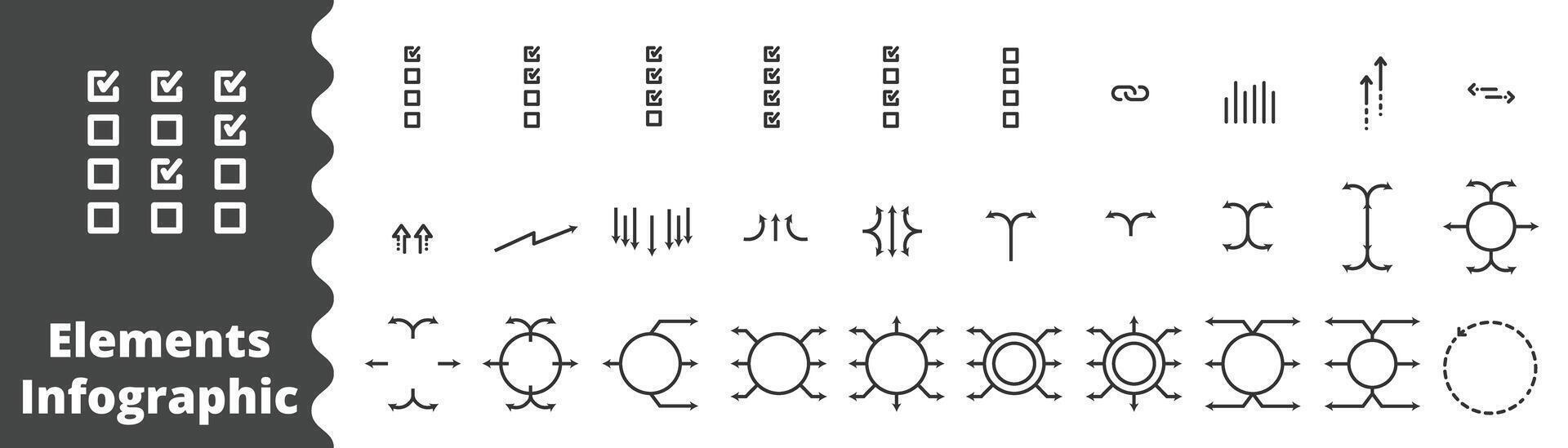 La Flèche icône signe ligne , flèche, diagramme, sélectionner ,éléments infographie vecteur