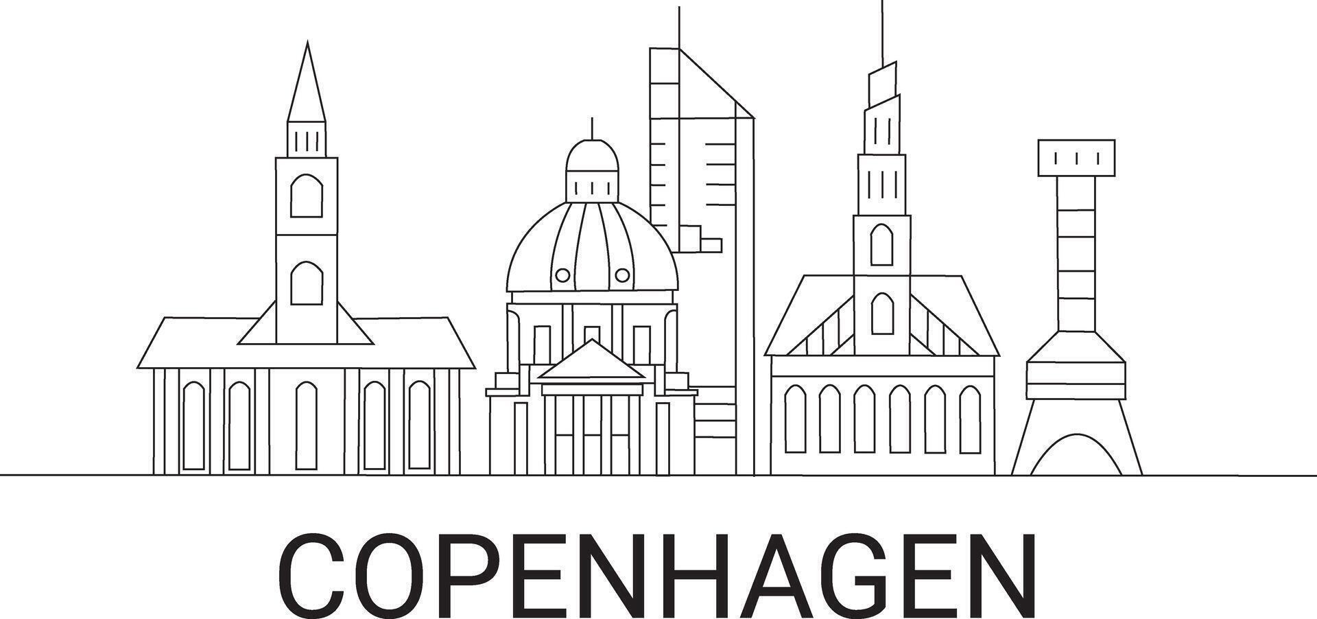 Copenhague ville ligne dessiner gratuit vecteur