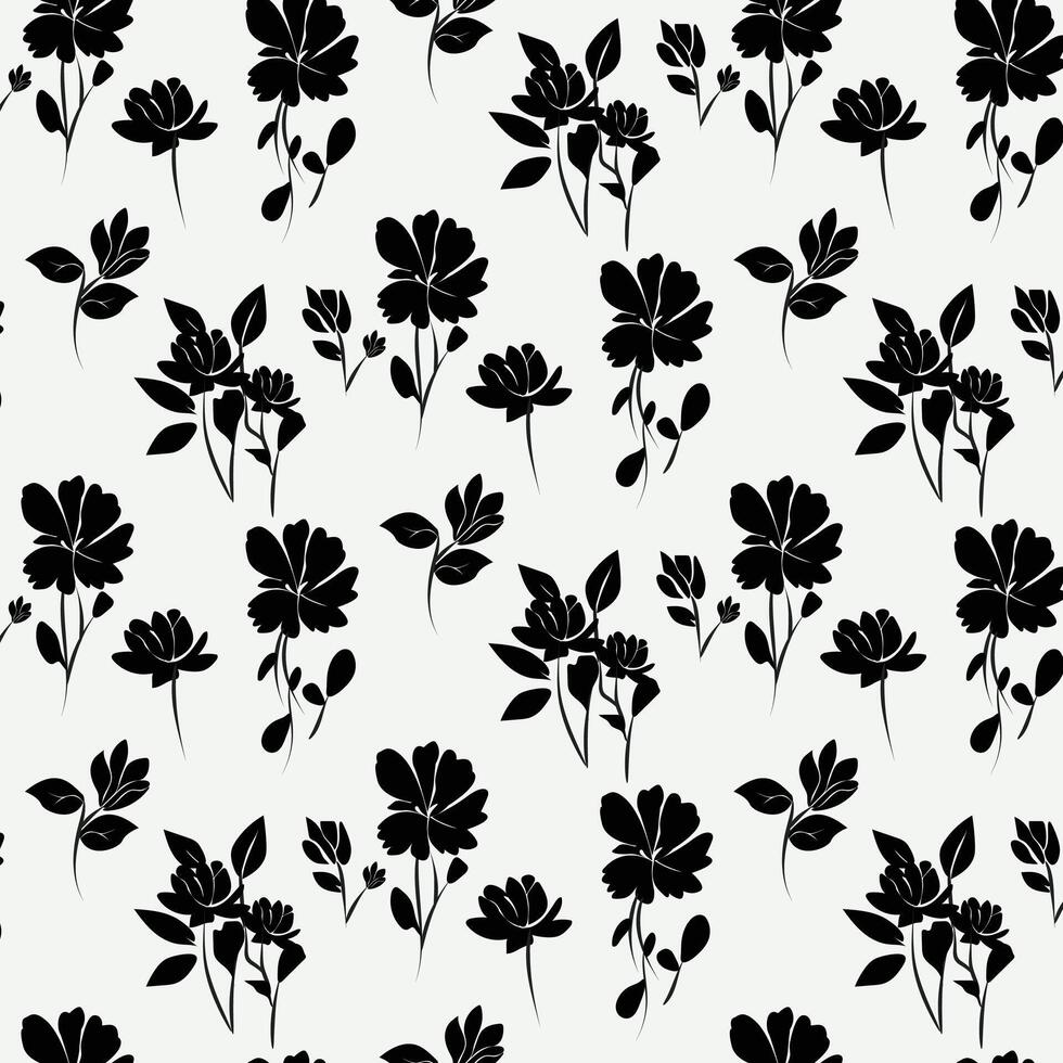 branché monochrome floral modèle sans couture branché. illustration vecteur