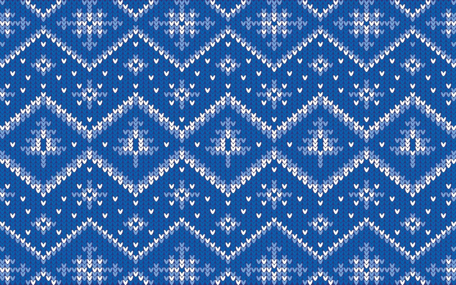 motif jacquard de noël avec des arbres et des flocons de neige en blanc et bleu vecteur
