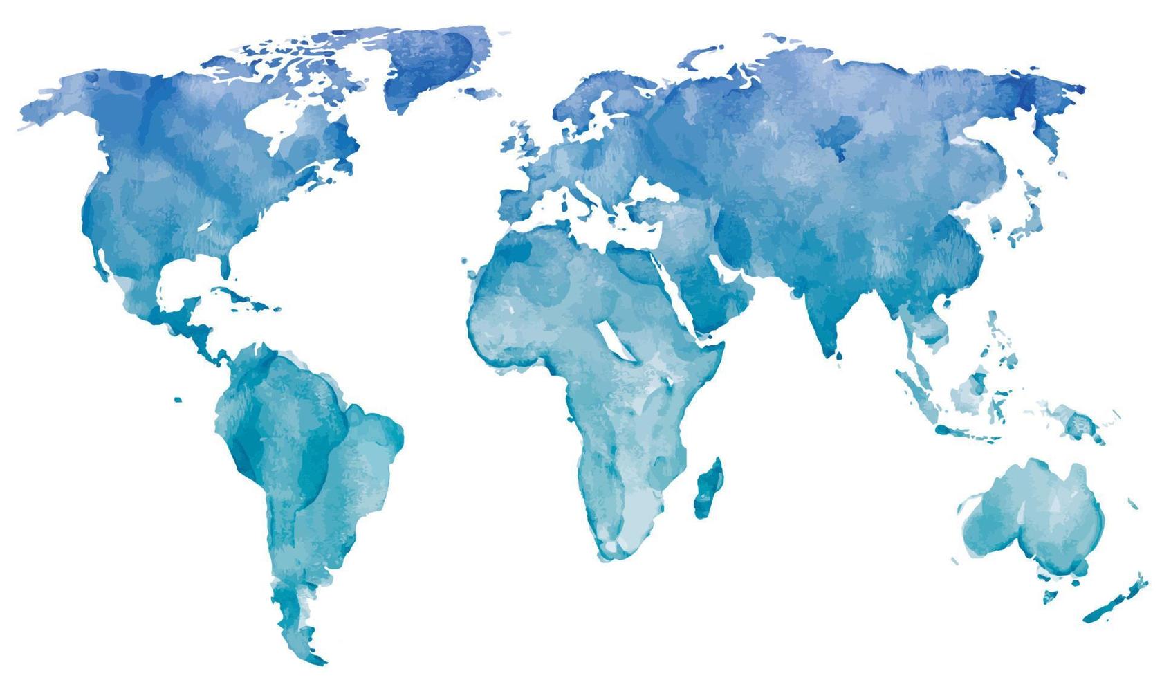 carte du monde aquarelle bleue vecteur