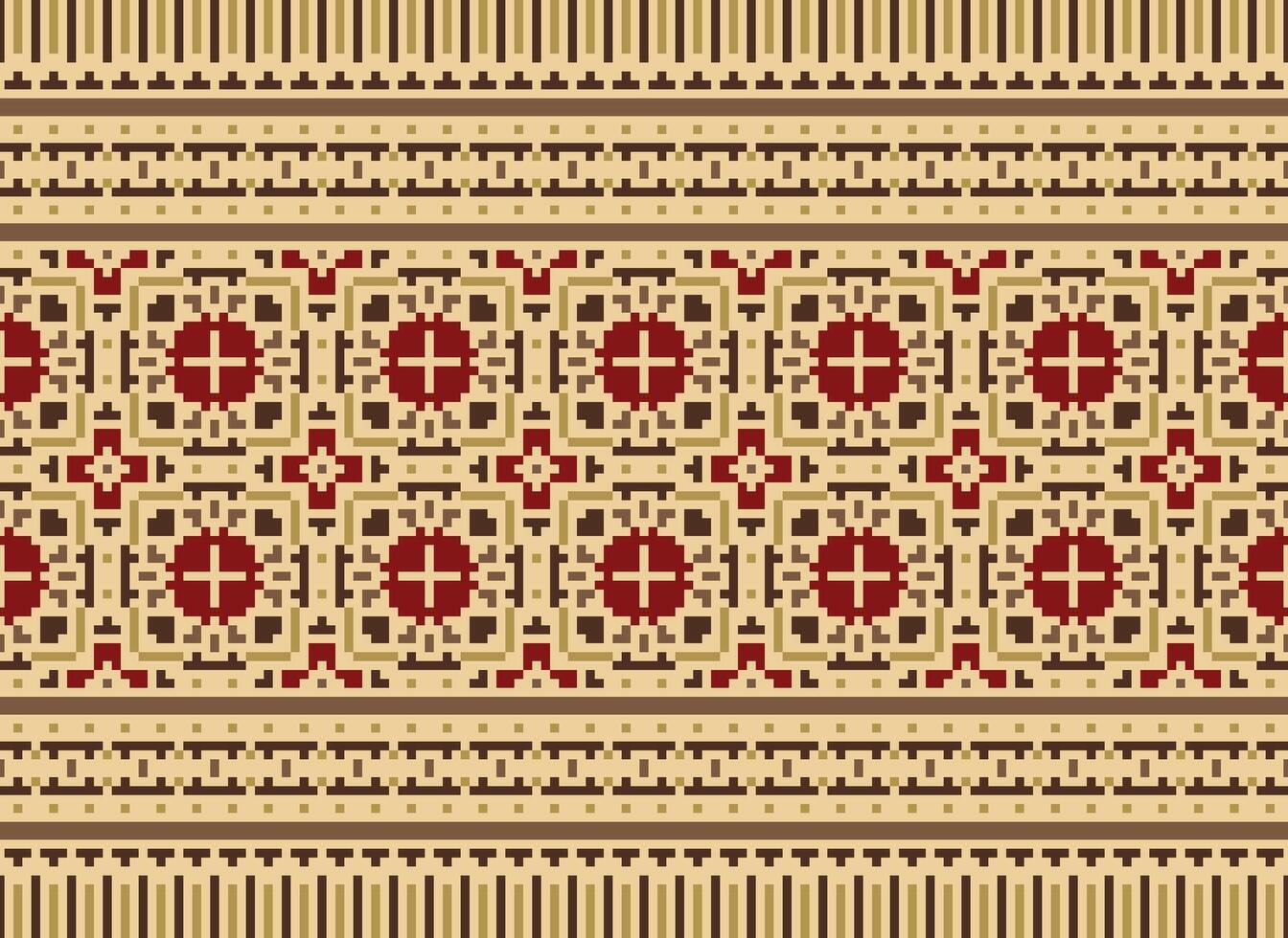 pixel américain ethnique originaire de motif.traditionnel Navajo, aztèque, apache, sud-ouest et mexicain style en tissu pattern.abstract motifs conception des motifs pour tissu, vêtements, couverture, tapis, tissé, emballage, vecteur