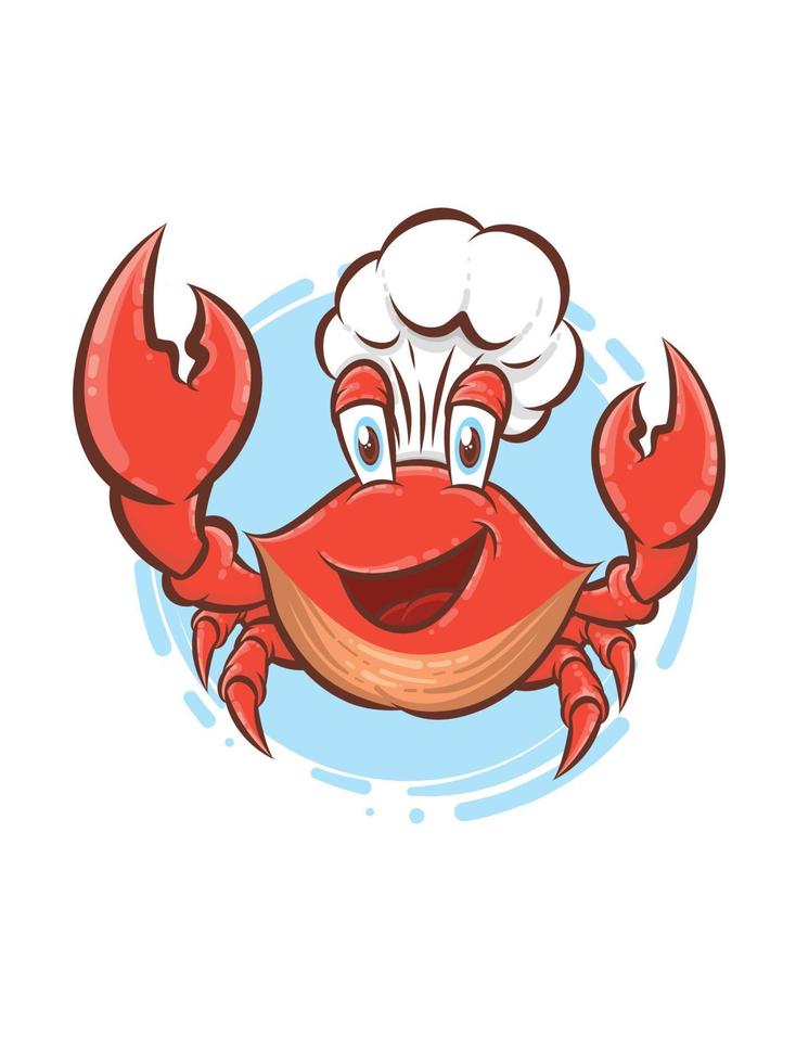 mascotte de personnage de dessin animé mignon chef crabe vecteur