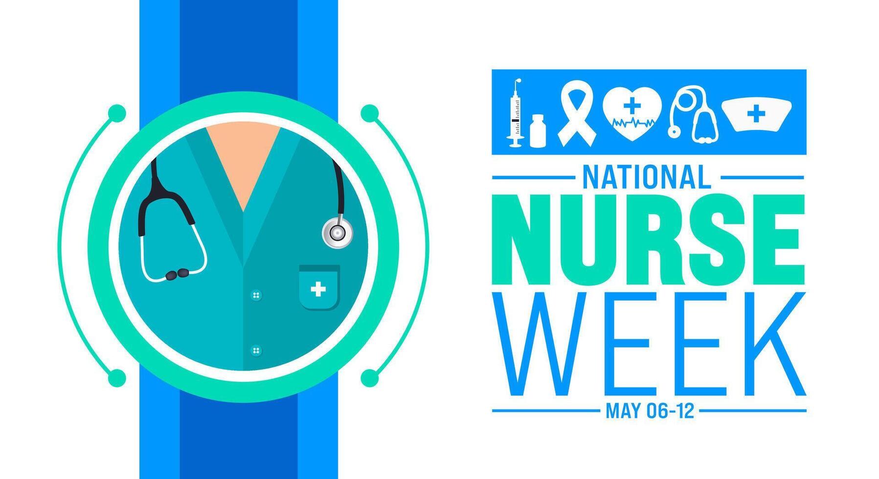 6e à 12e mai est nationale infirmières la semaine Contexte modèle. infirmière robe, médical instrument, médecine, médical et santé se soucier concept. célèbre annuellement dans uni États. remercier vous infirmières. vecteur