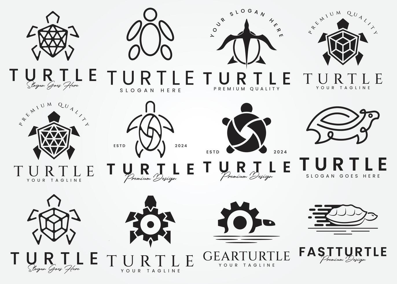 ensemble paquet tortue logo avec une minimaliste concept vecteur