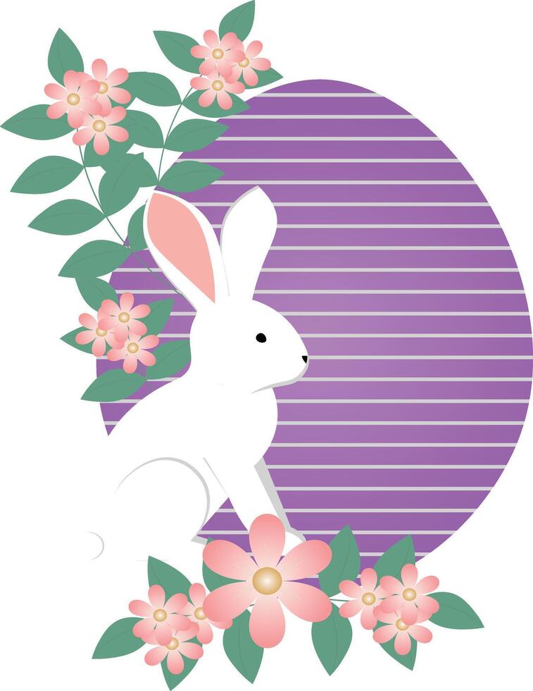 lapin papier bannière pour arrière-plans, avec Pâques Oeuf lapin et fleurs vecteur