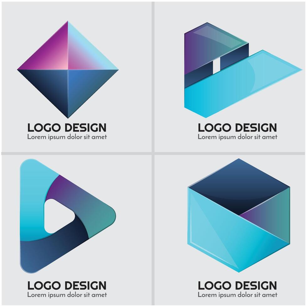 abstrait logos avec différent couleurs vecteur