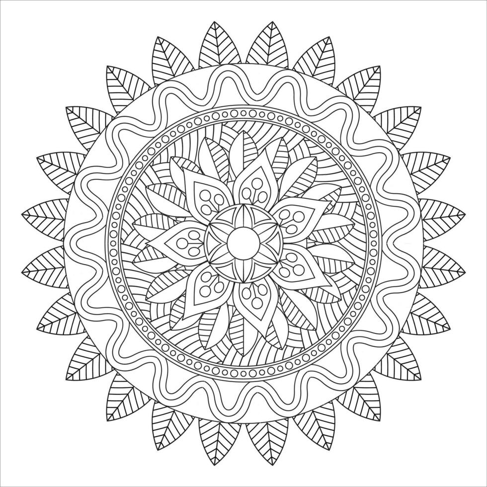 motif circulaire en forme de mandala pour henné, mehndi, tatouage, décoration. ornement décoratif dans un style oriental ethnique. page de livre de coloriage. vecteur