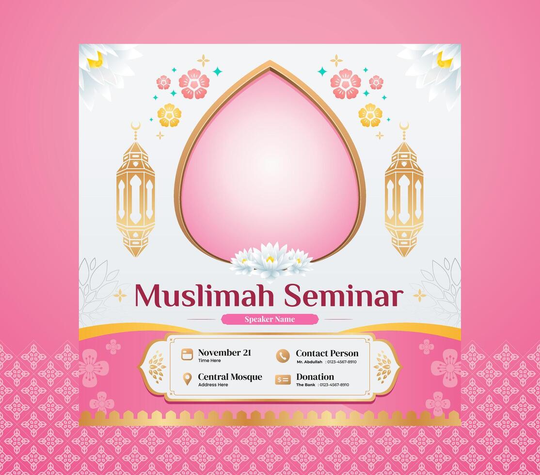 rose islamique séminaire et séminaire en ligne social médias Publier conception modèle pour islamique musulman femme enseignement et conférence vecteur