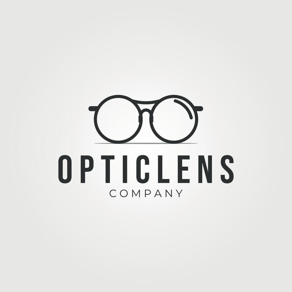 optique lentille Facile ligne art logo ancien illustration, laisse voir le monde avec Nouveau vision vecteur