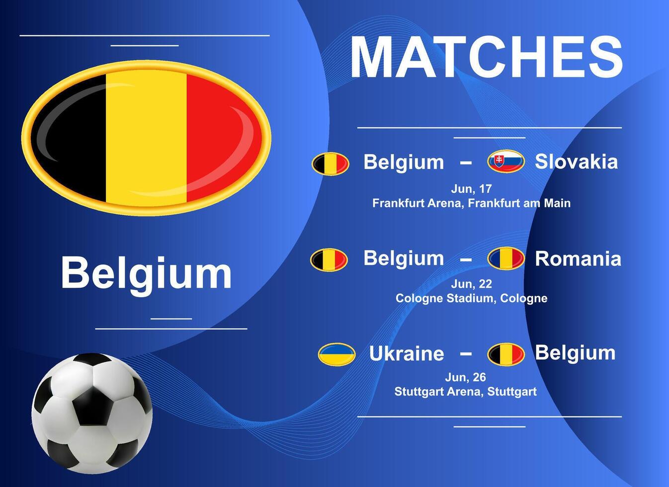 programme de allumettes de le Belgique nationale équipe à le final étape de le européen Football championnat 2024. vecteur