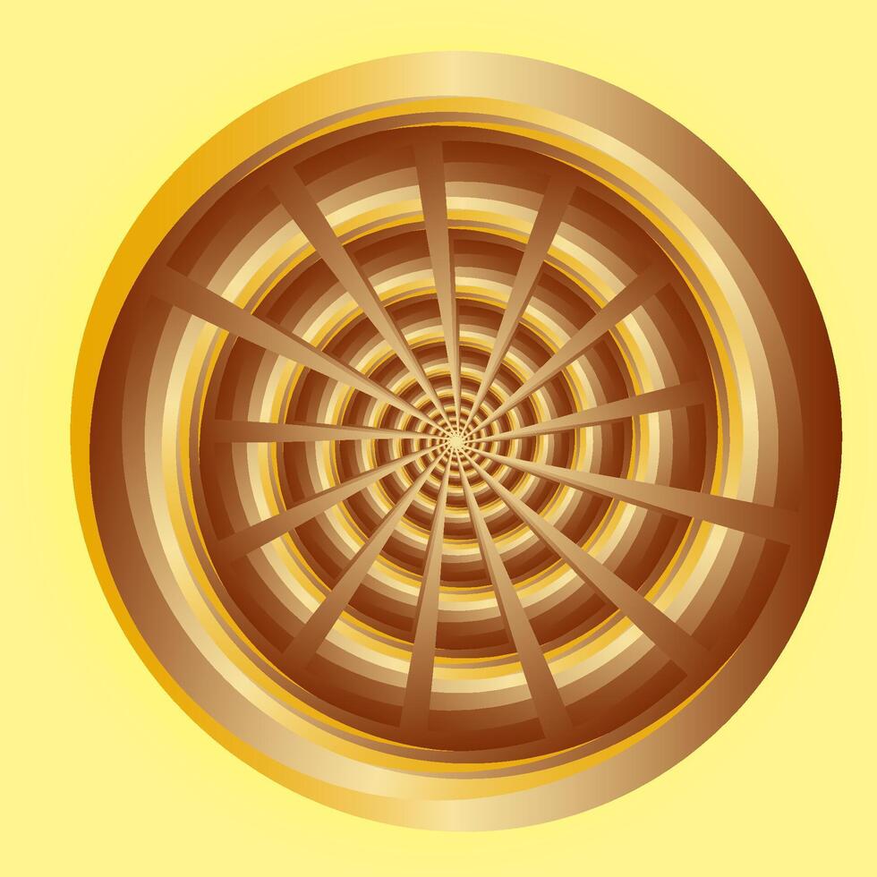 3d illustration multicolore Contexte dans nuances de Feu brun, Orange géométrique composition formé par concentrique cercles dans cible avec profondeur effet pour Toile impressions tissus meubles et carrelage vecteur