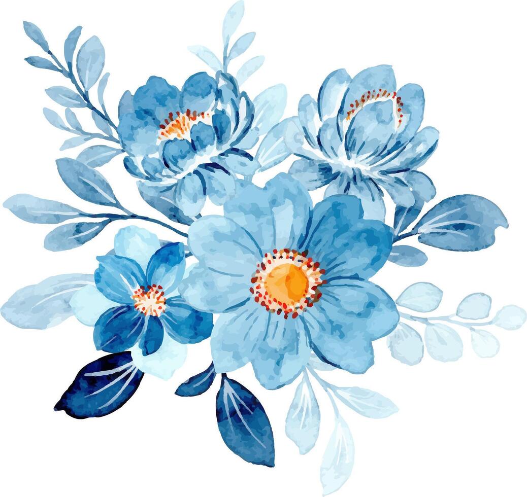 bleu floral aquarelle bouquet vecteur