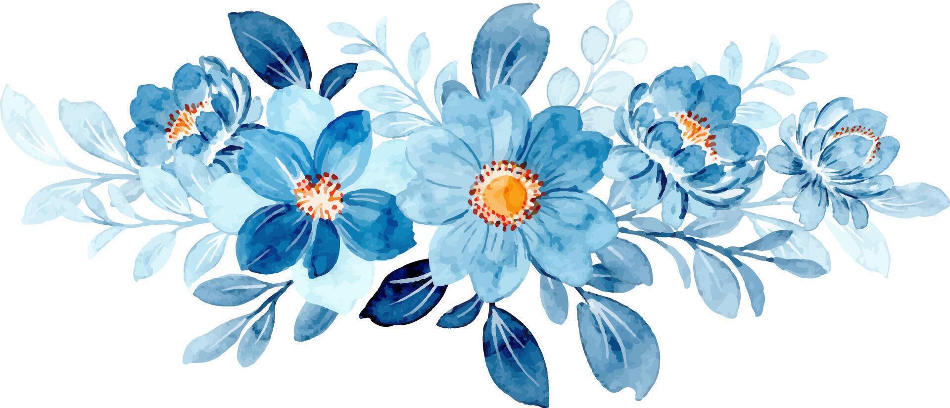 bleu floral aquarelle bouquet vecteur