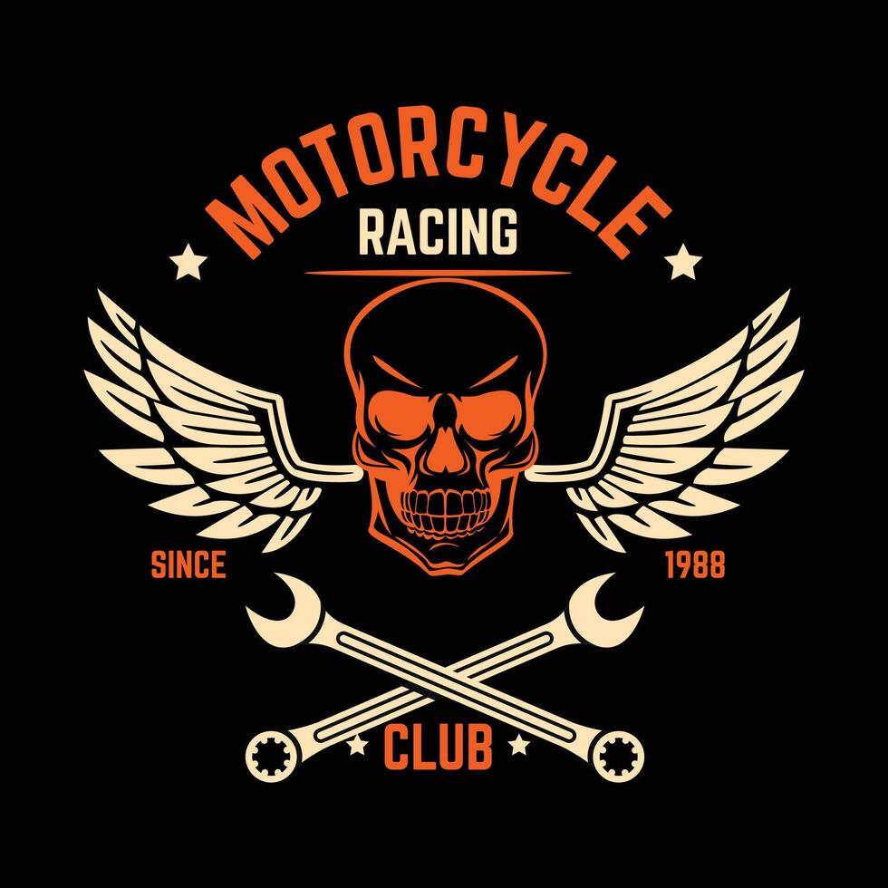 Douane moto motard mode typographie extrême courses club T-shirt vêtements timbre, autocollant emblème, typographie imprimer, en tissu chiffon. gothique calligraphie. Californie branché rétro badge ancien vecteur