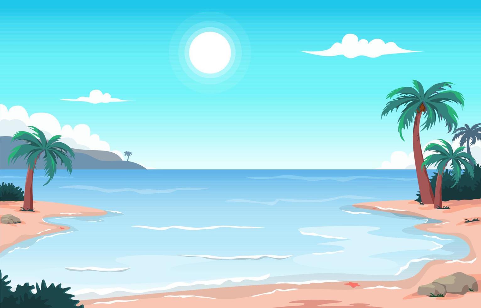 Cocotier plage mer vacances vacances été tropical vector illustration