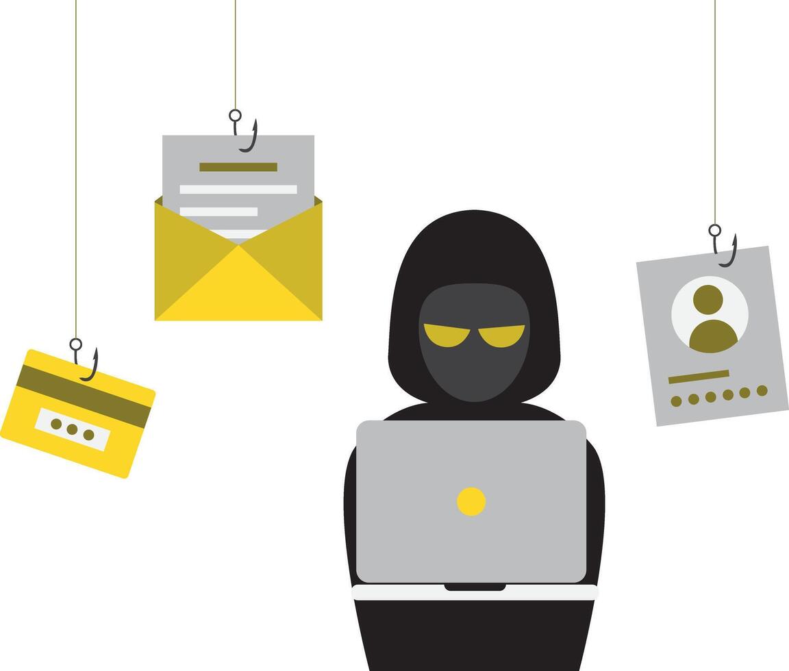 pirate vol confidentiel données, personnel information et crédit carte détail. le piratage concept vecteur
