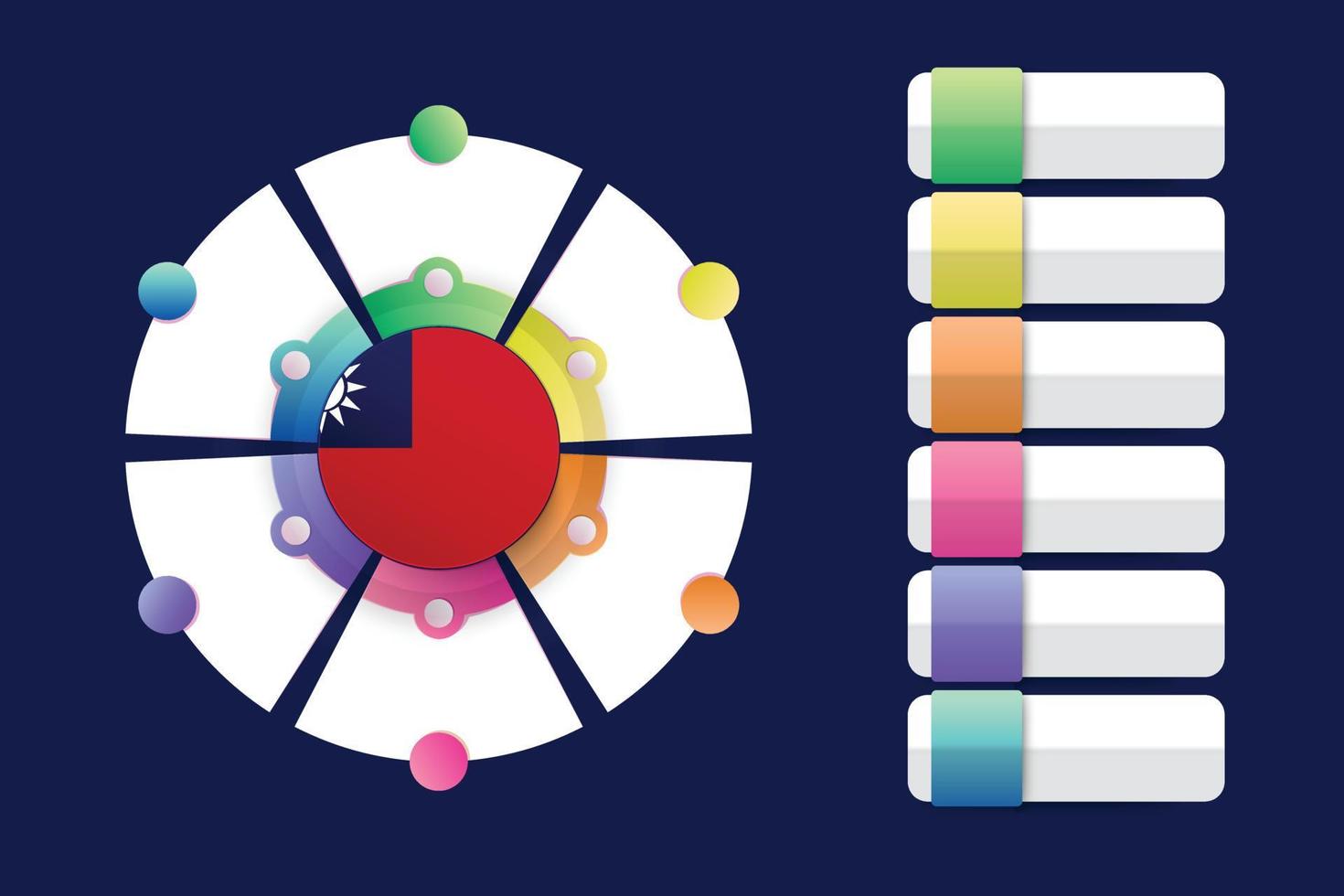 drapeau de taïwan avec un design infographique incorporé avec une forme ronde divisée vecteur