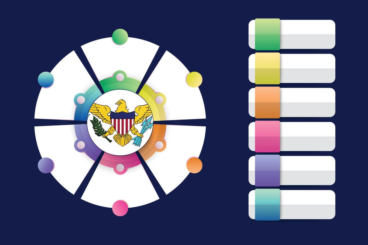 le drapeau américain des îles vierges avec une conception infographique incorpore une forme ronde divisée vecteur