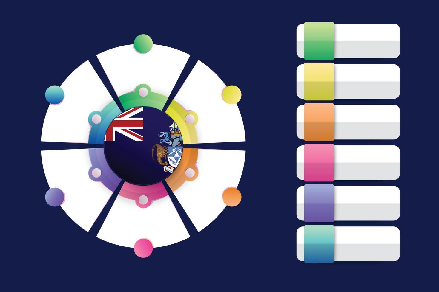 drapeau tristan da cunha avec conception infographique incorporer avec forme ronde divisée vecteur