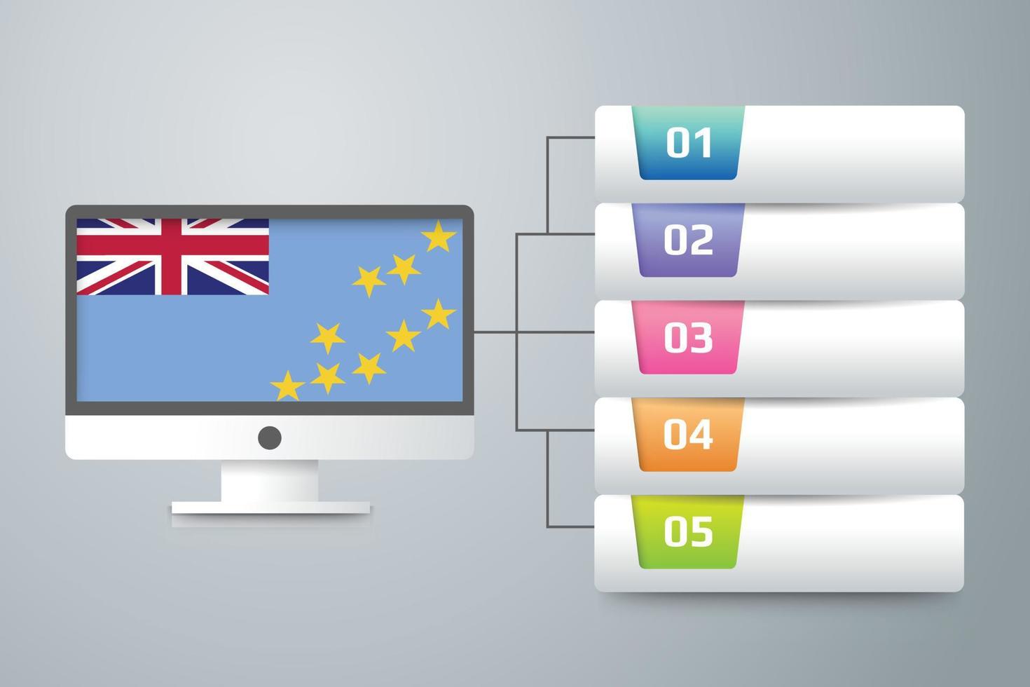 drapeau tuvalu avec conception infographique incorporer avec écran d'ordinateur vecteur