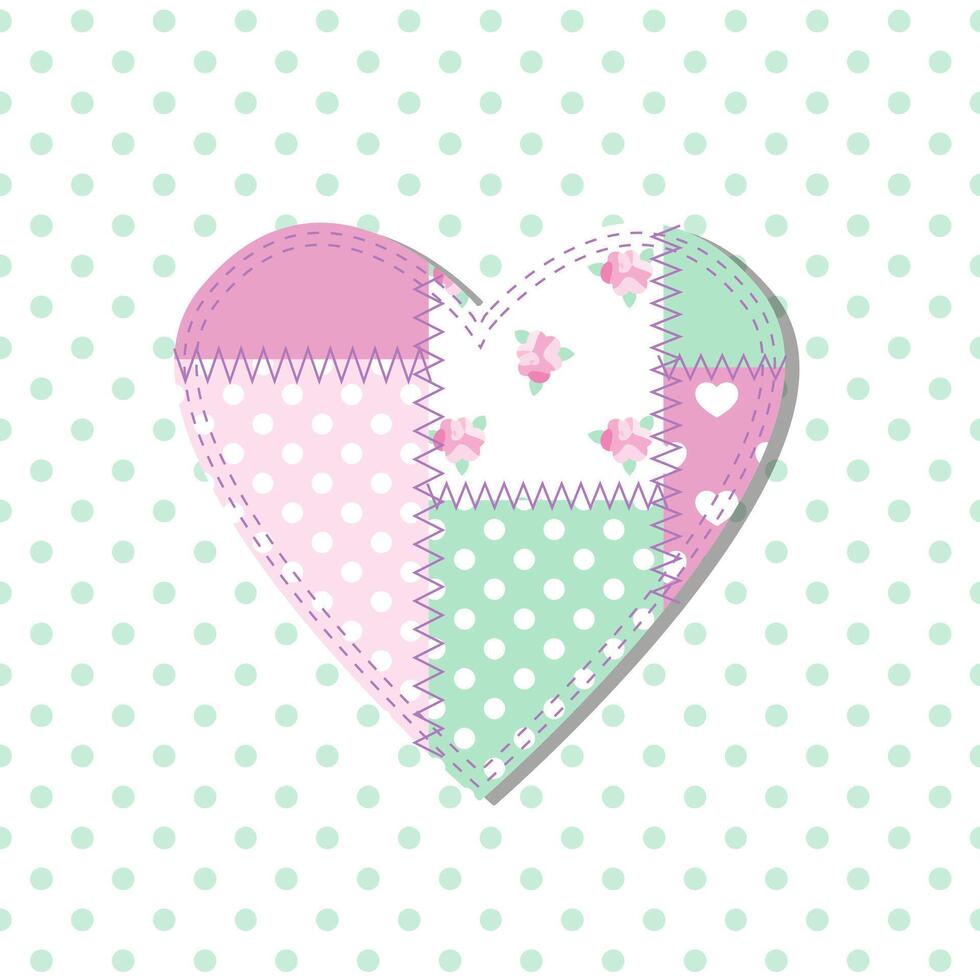 cœur, décoratif patchwork conception sur polka point Contexte vecteur