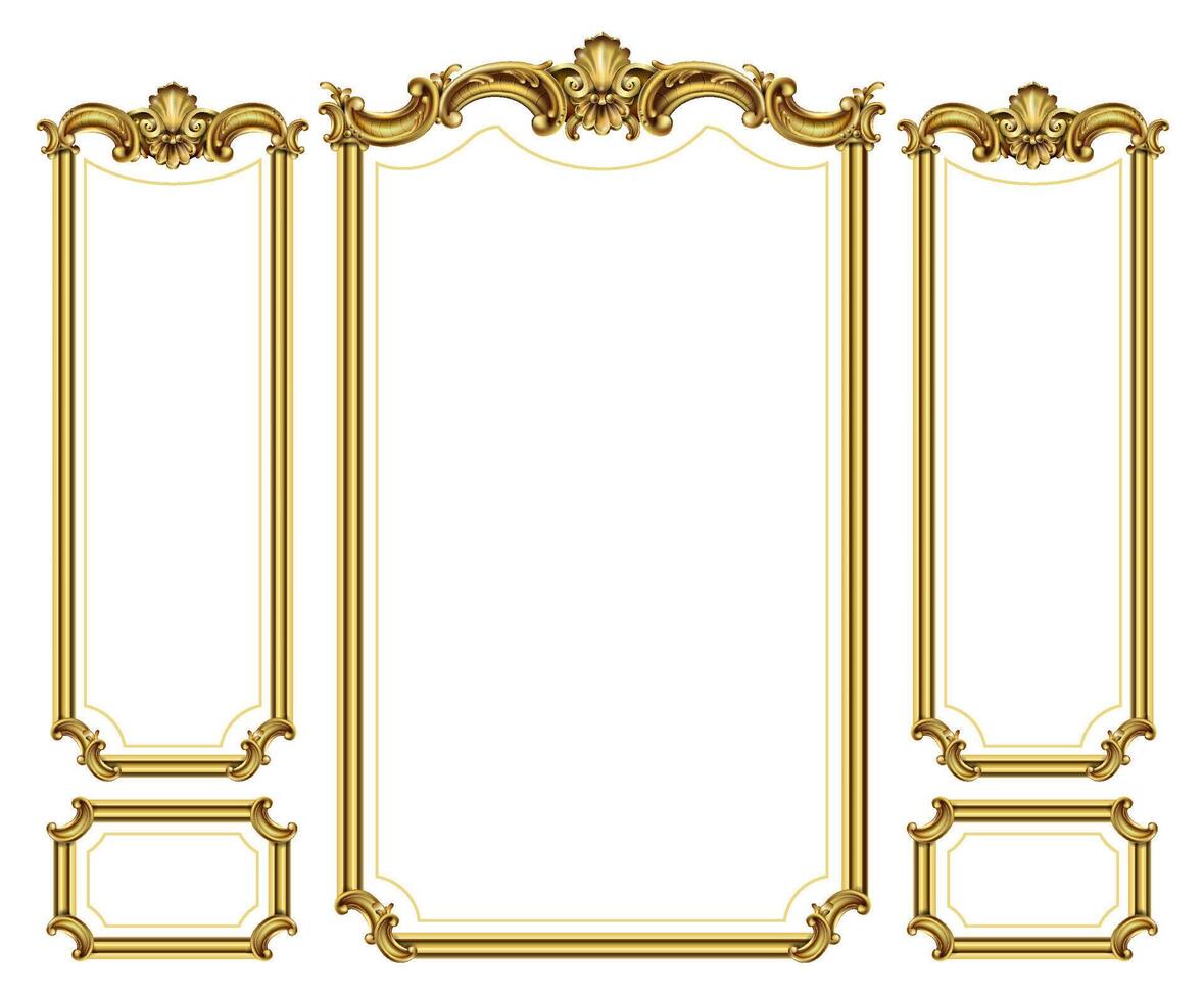 façade. d'or panneau baroque cabinet mur vecteur