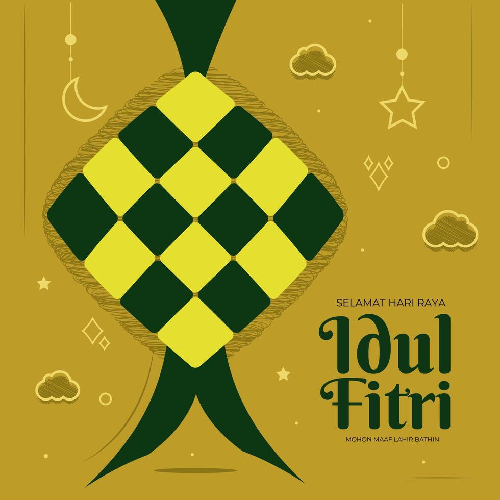 selamat hari raya idiot fitri salutation carte affiche bannière illustration conception vecteur