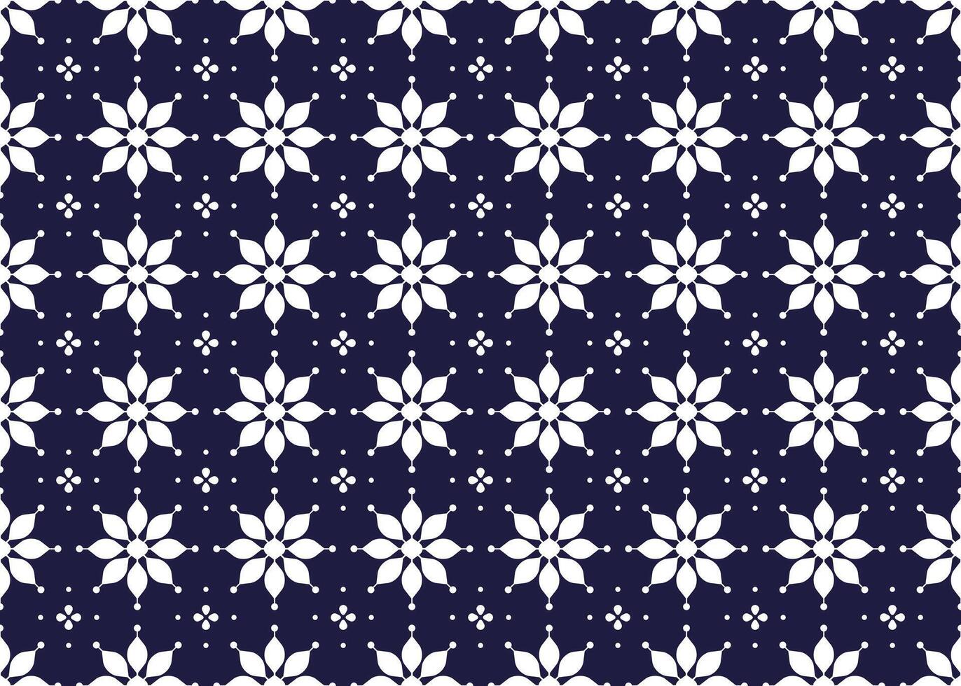 symbole géométrique blanc fleurs conception sur foncé bleu Contexte sans couture en tissu ethnique modèle pour tissu tapis fond d'écran emballage etc. vecteur