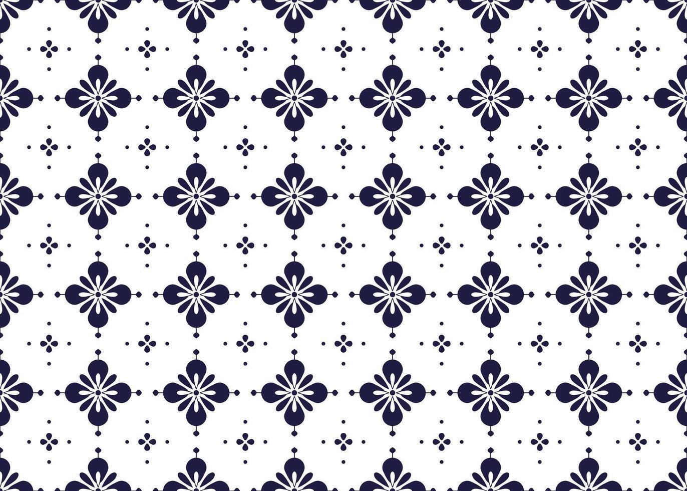 symbole géométrique foncé bleu fleurs sur blanc Contexte sans couture en tissu ethnique modèle pour tissu tapis fond d'écran emballage etc. vecteur