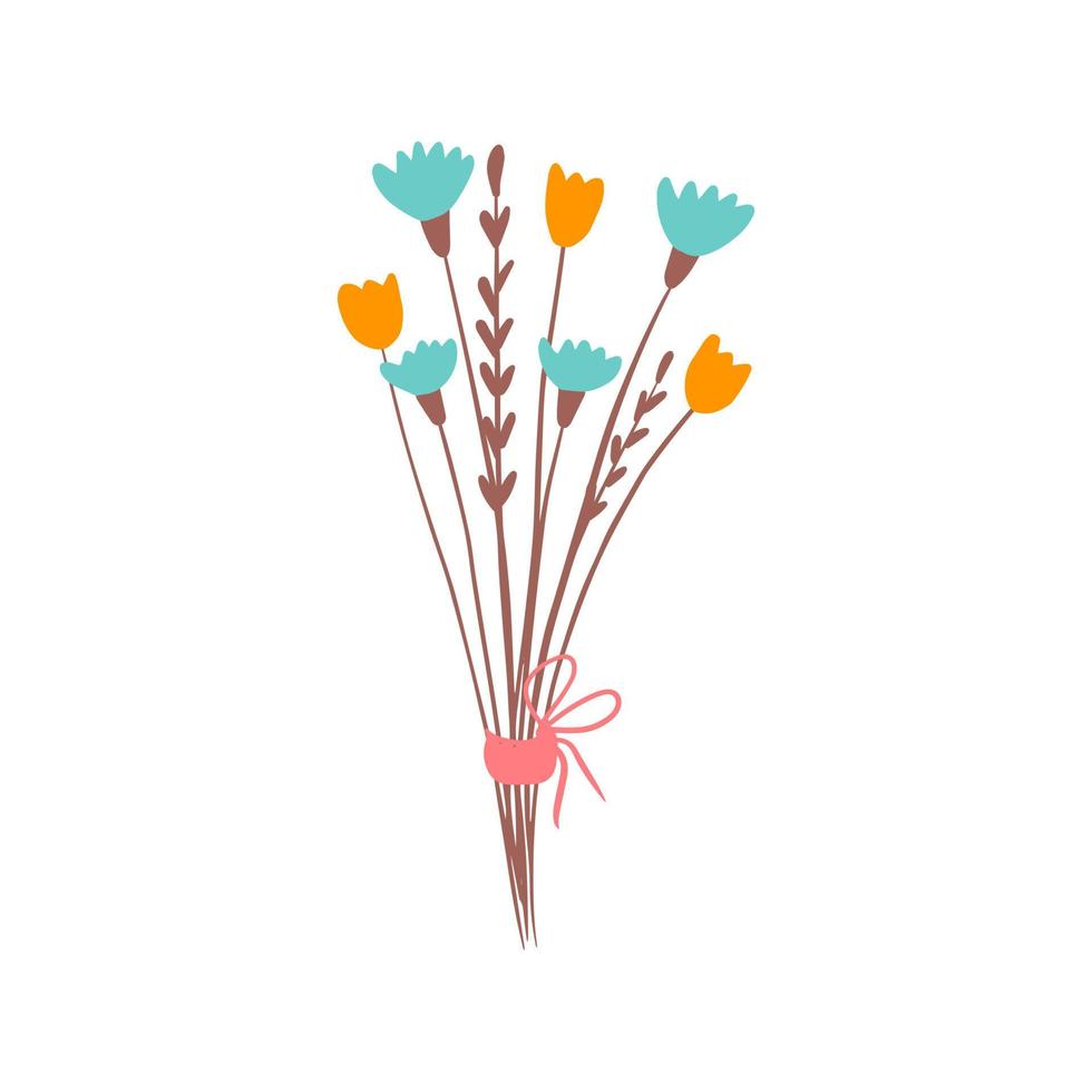 joli bouquet de fleurs, illustration vectorielle dans un style plat vecteur