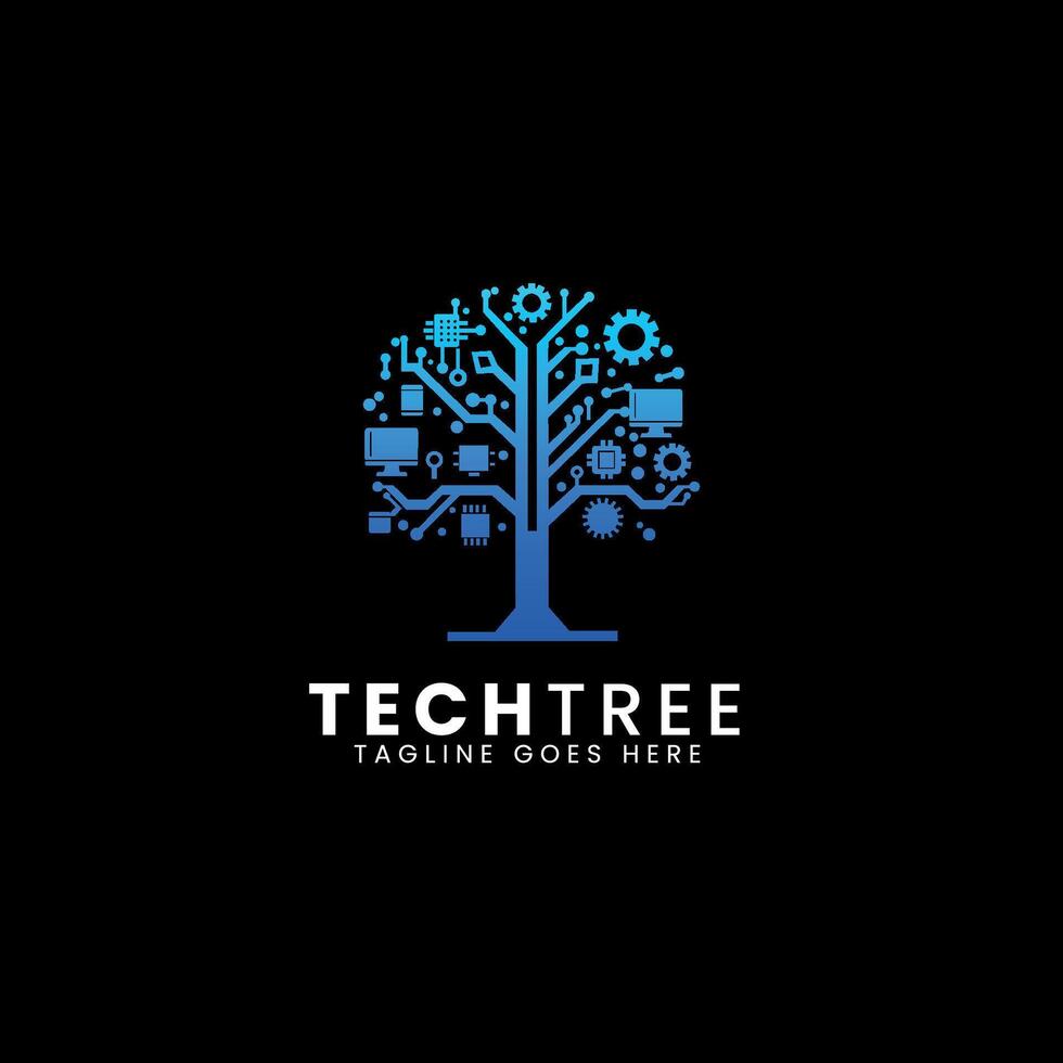 technologie arbre logo modèle vecteur