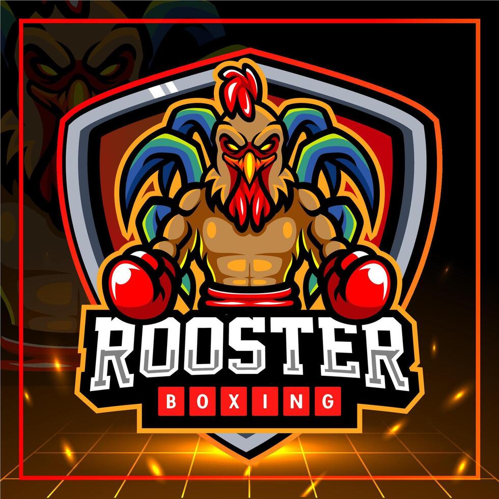 coq boxe mascotte. esport logo conception vecteur