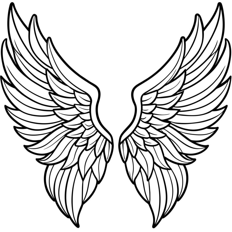 ange ailes contour illustration numérique coloration livre page ligne art vecteur