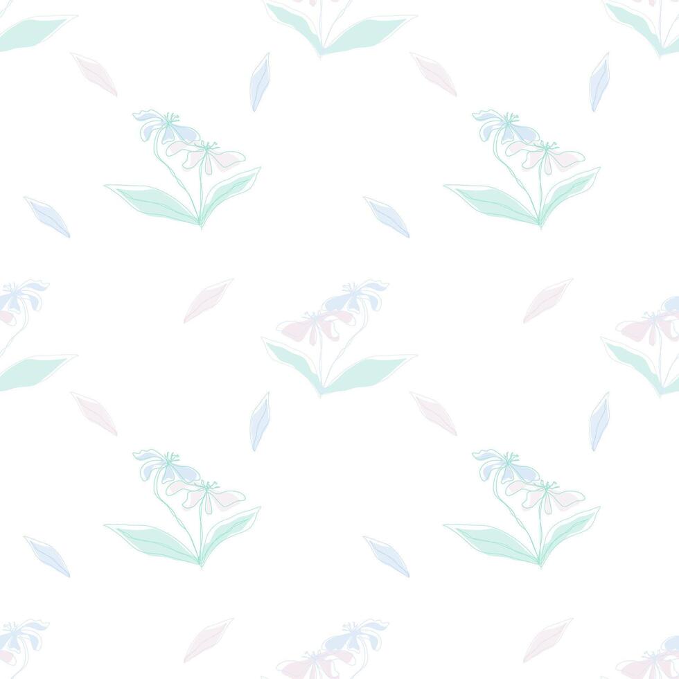 pastel sans couture modèle abstrait floral avec feuilles sur blanc Contexte. vecteur