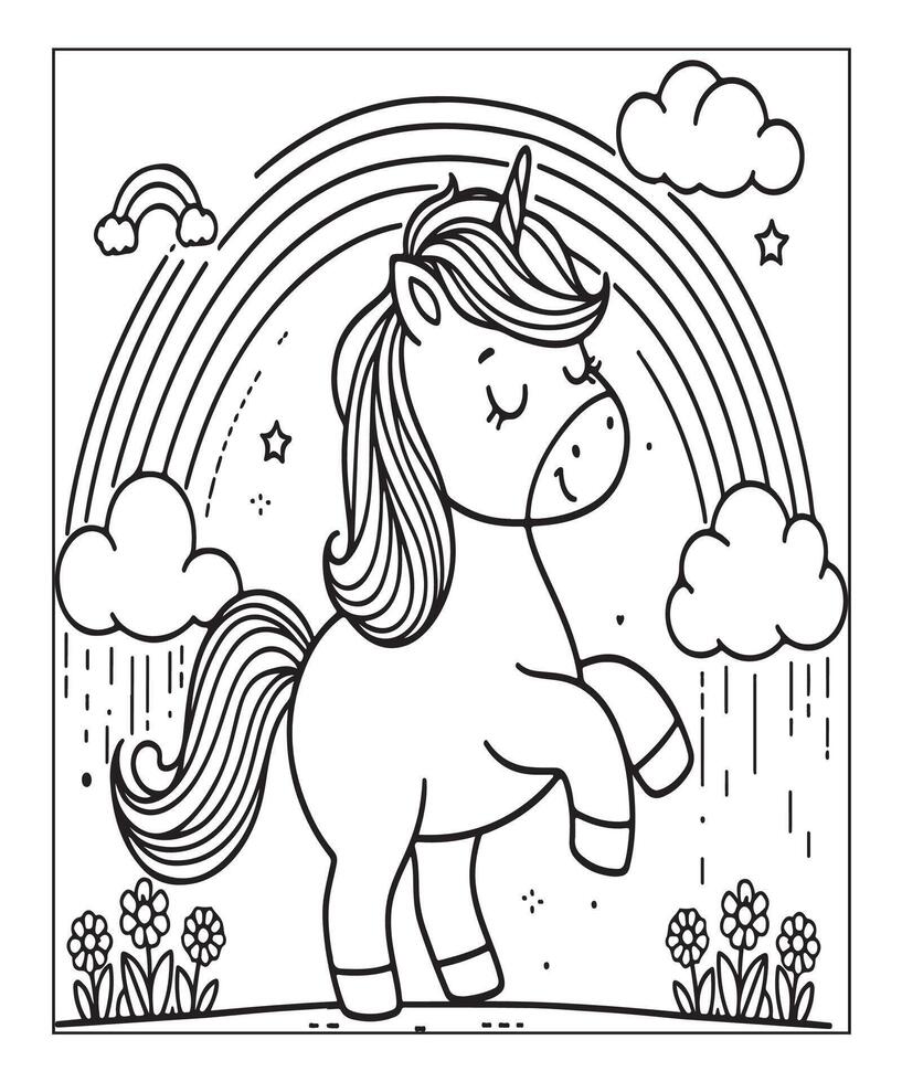 coloriage de licorne pour les enfants vecteur