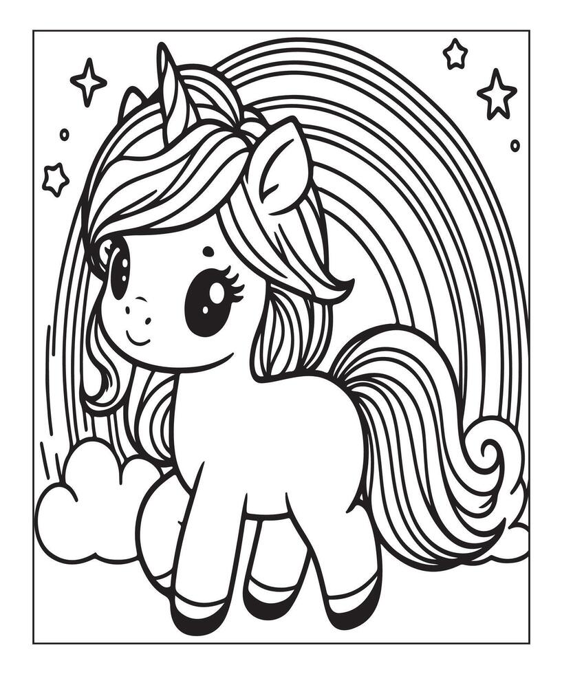 coloriage de licorne pour les enfants vecteur