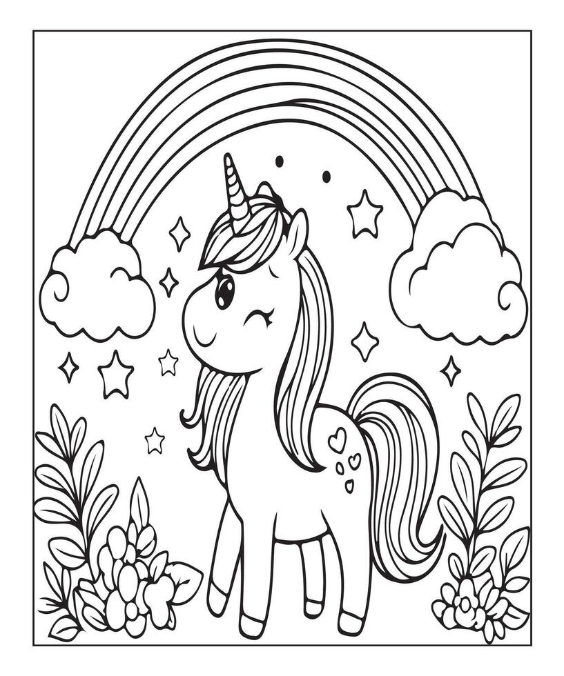 coloriage de licorne pour les enfants vecteur