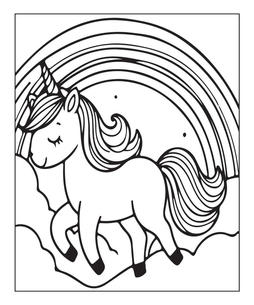 coloriage de licorne vecteur