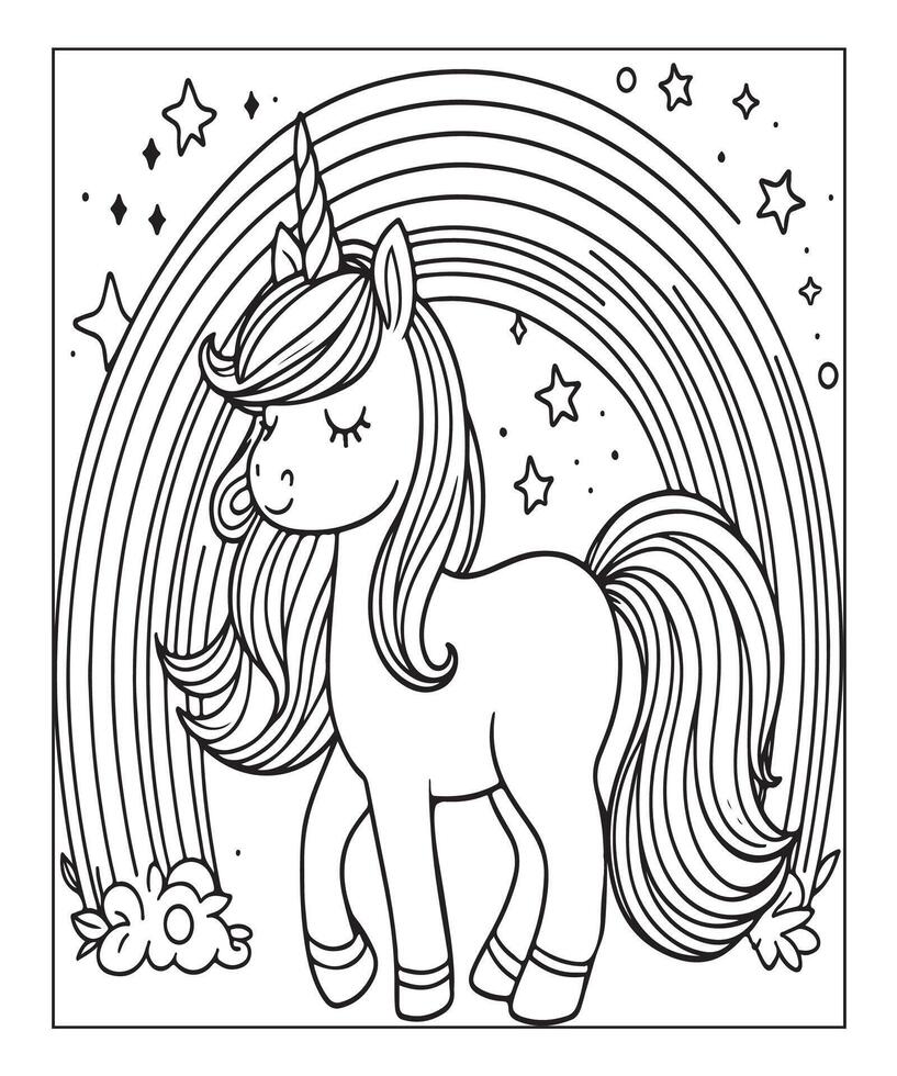 coloriage de licorne pour les enfants vecteur