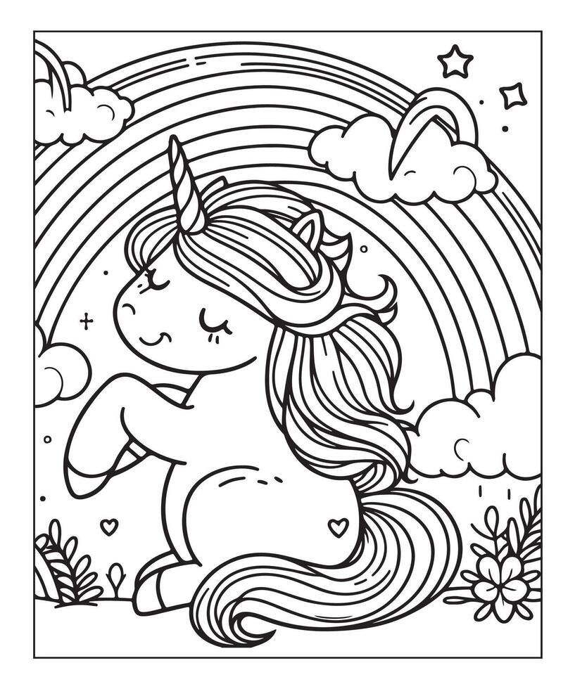 coloriage de licorne pour les enfants vecteur