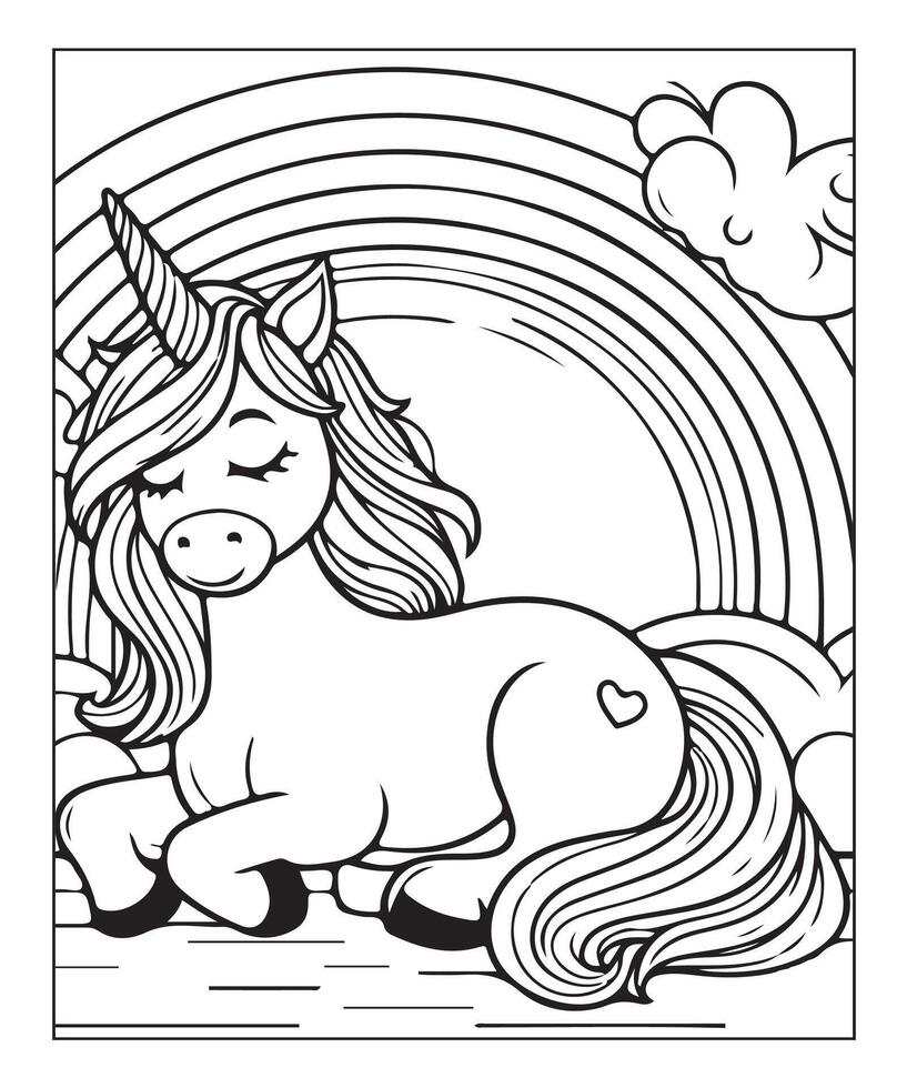 coloriage de licorne vecteur