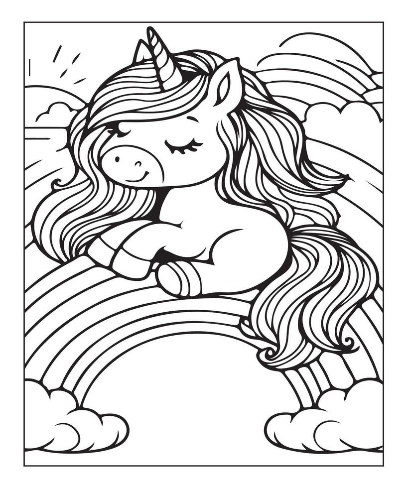 coloriage de licorne vecteur