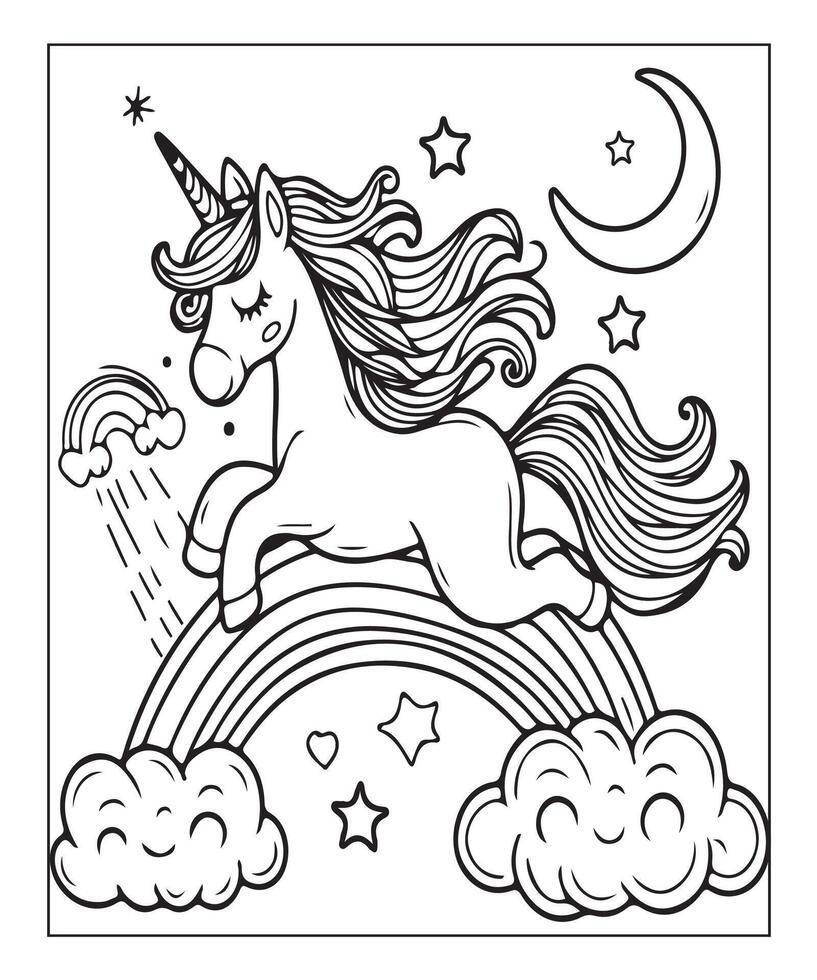 coloriage de licorne pour les enfants vecteur